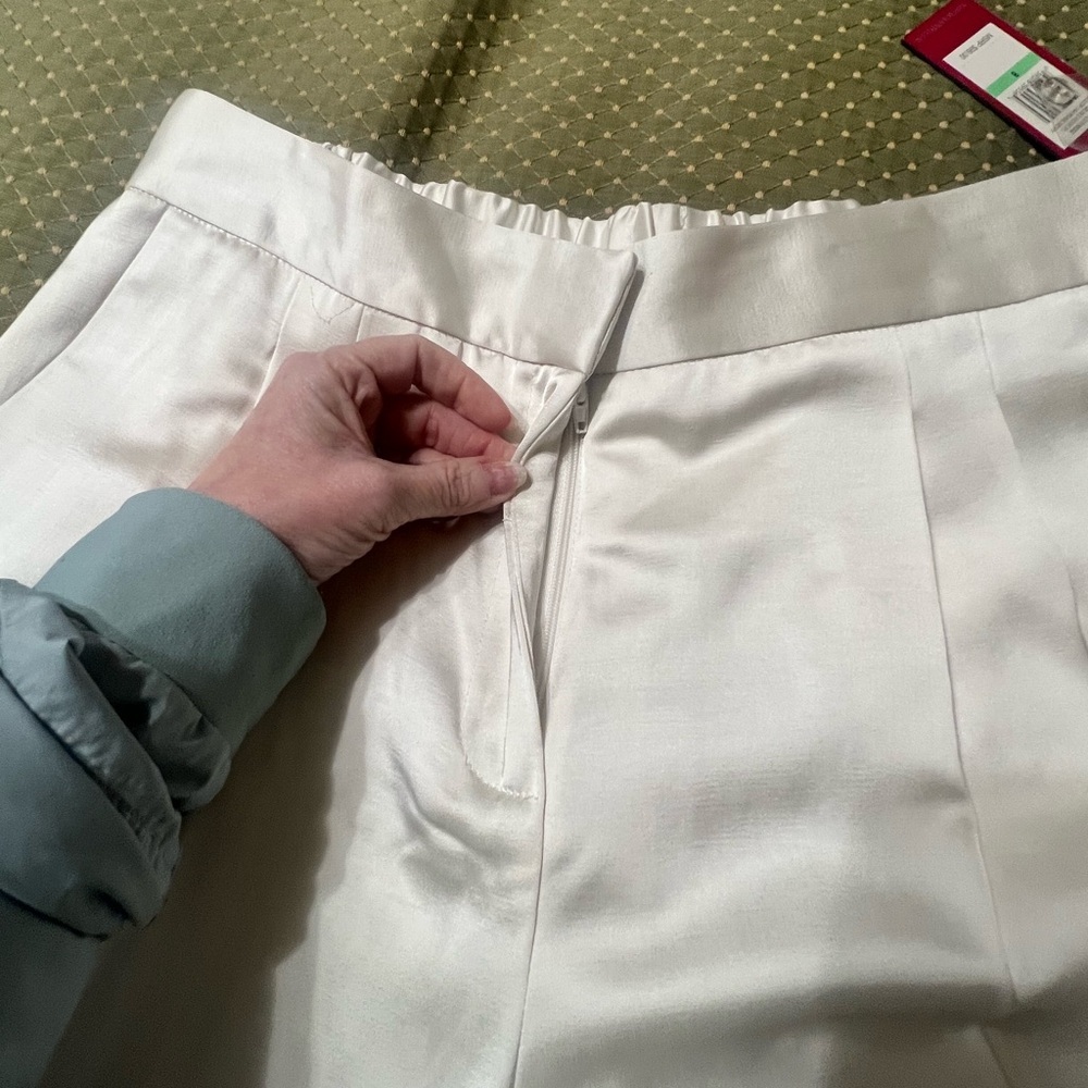 Vince Camuto Womens Pleated-Waist Casual Wide Leg Pants, Pearl Ivory, Size 8 - Picture 4 of 13